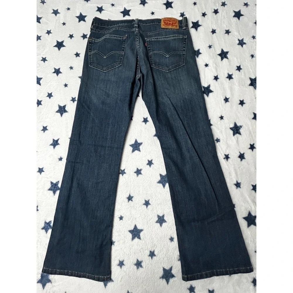 Levis 527 Jeans Mens 34x30 Blue Bootcut Stretch Denim Dark Wash Pants